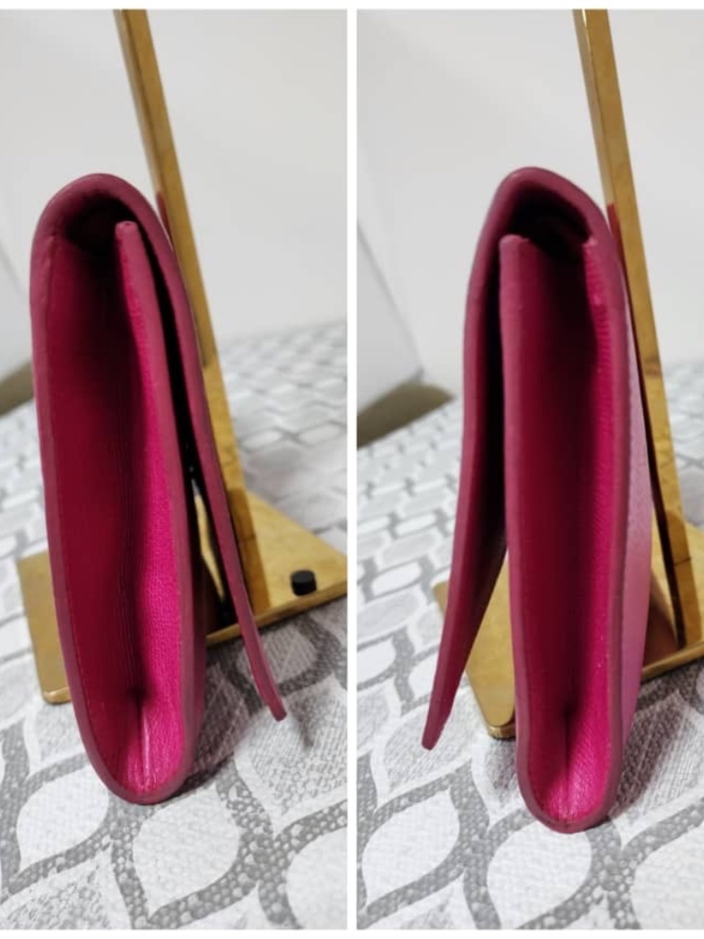 Authentic YVES SAINT LAURENT Calfskin Leather Ligne Y Clutch Bag Pink - Picture 13 of 14